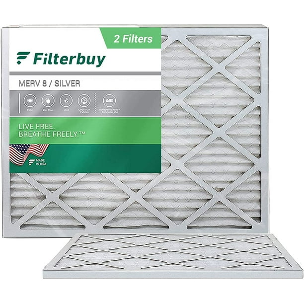 Filterbuy 16x20x1 MERV 8 Pleated HVAC AC Furnace Air Filters (2Pack
