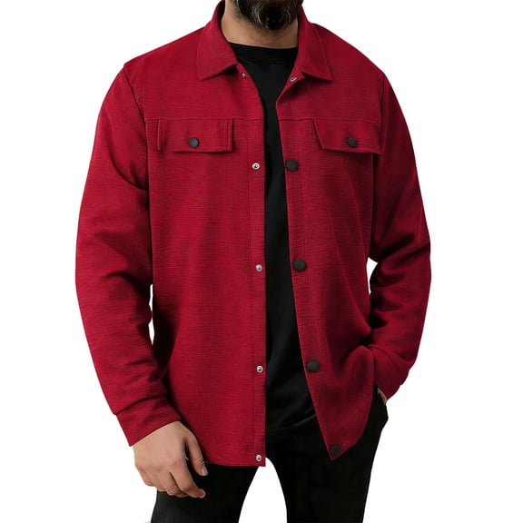 StSilkitty Button down Shirt Jacket for Men Solid Color Long Sleeve Collared Shacket with Pockets Lightweight Casual Shirts
