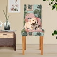 thumbnail image 4 of Yayeee 4 Pack Dining Chair Covers Stretch Parson Chairs Slipcovers Seat Protector, Pink Sleeping Cat, 4 of 6