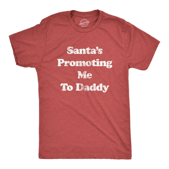 Mens Santa's Promoting Me to Daddy T Shirt Funny Christmas Baby Announcement Tee Graphic Tees
