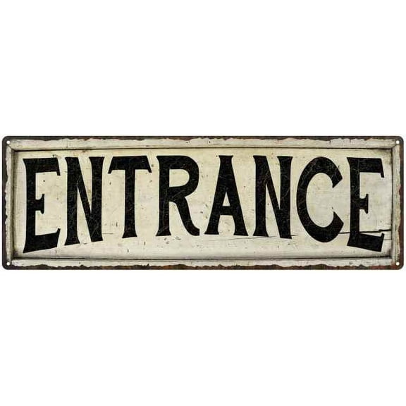 ENTRANCE Farmhouse Style Wood Look Sign Gift 6x18 Metal Decor 106180028150