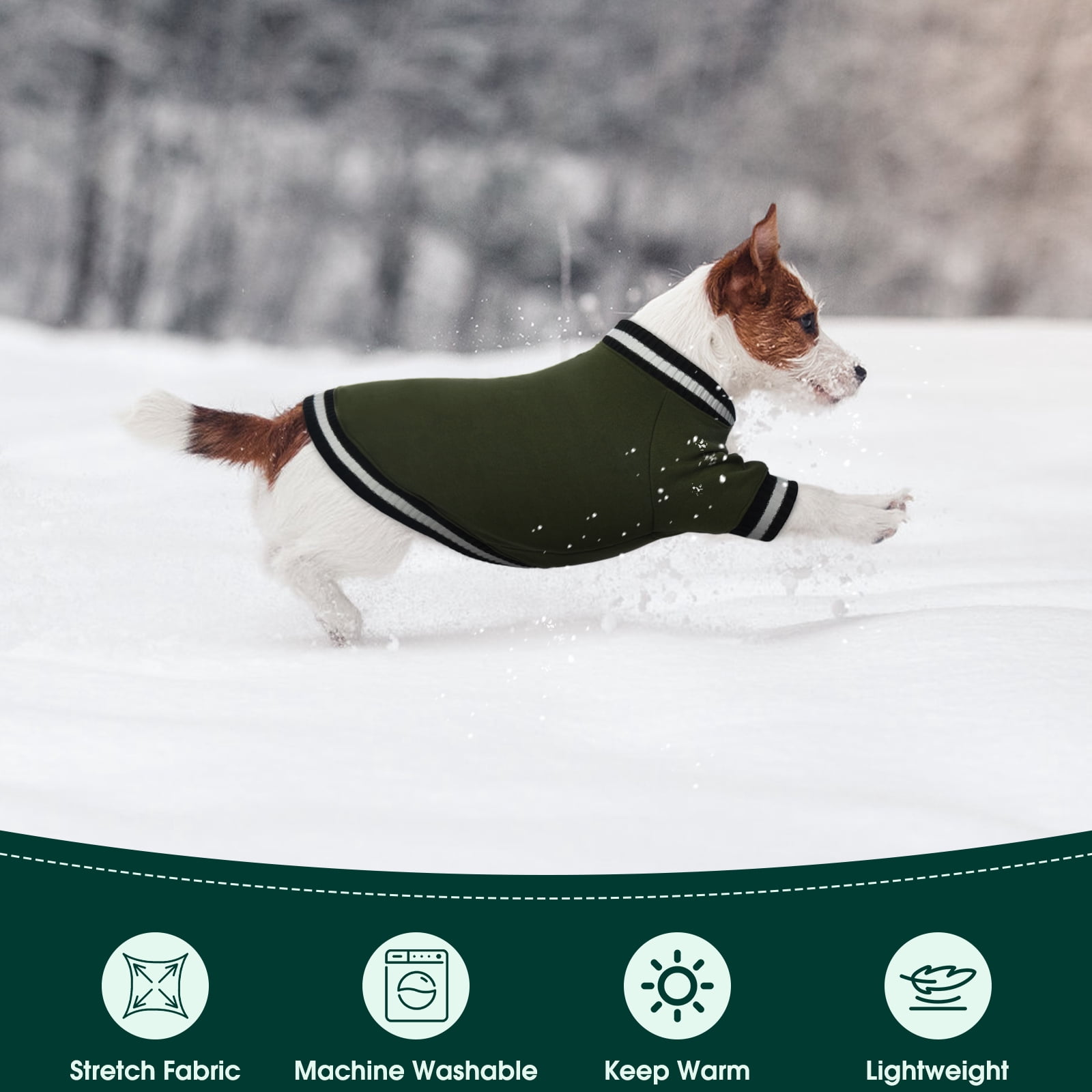 Kuoser Dog Winter Sweater, Cute Pet Pullover Vest, Soft and Thick Sweatshirt for Dogs and Cats, Green, XS