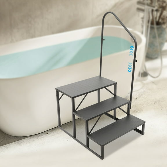 Portable Step Ladder W/ Handrails Swimming Pool Ladder Above Ground Home Decor