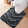 thumbnail image 6 of 2 Piece Soft Bathroom Rug Set Dark Gray Wave Pattern Bath Mat and U-Shaped Toilet Contour Rug (16"x24"+20"x24"), 6 of 7
