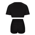 thumbnail image 5 of REORIAFEE Women 2 Piece Outfits Sets Golf Athletic Clubwear Disco Outfit Fashion Women's Short Sleeve Round Neck Elastic Casual Blouse Shirts Sets Black L, 5 of 5