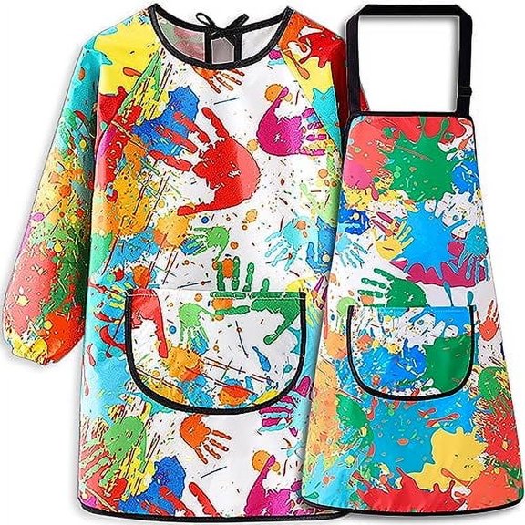 Zireot Kids Waterproof Smock – Long Sleeve Stain & Oil Resistant, Easy-Clean Adjustable Design – Ideal for Painting, Mealtime, Kitchen Use – Ages 5-8 Years