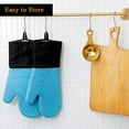 thumbnail image 4 of reduced price！high-heat resistant oven mitts,long flexible gloves with quilted lining,extra long design,kitchen cooking mitts,perfect for baking & grilling,guantes de horno|plastic,blue, 4 of 5