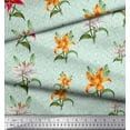 thumbnail image 3 of Soimoi Green Velvet Fabric Diamond & Lily Floral Print Fabric by Yard 58 Inch Wide, 3 of 3