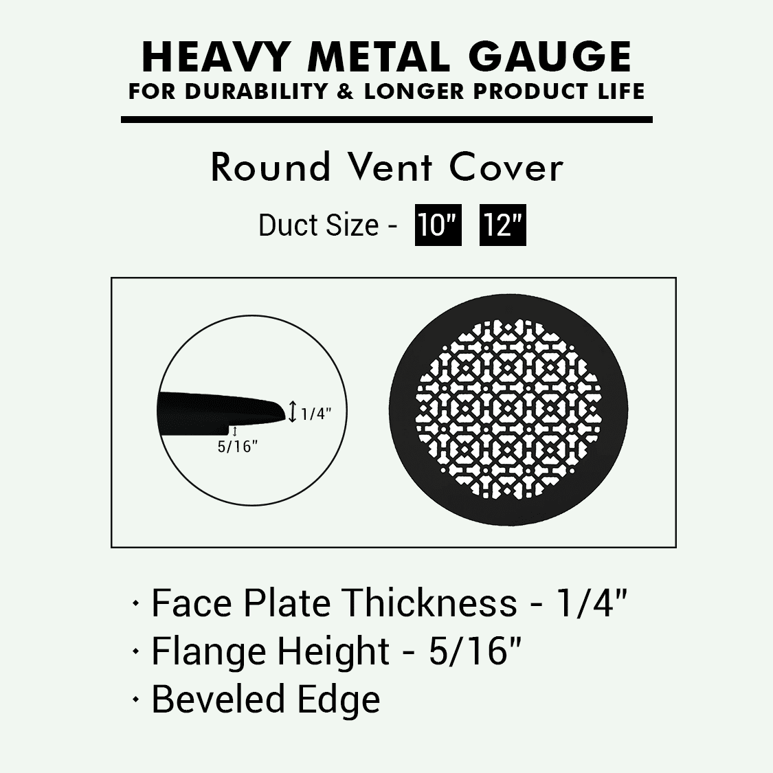 Achtek 12" Duct Opening Solid Cast Aluminum Round Grille ( 14" Round Overall) | Powder Coated White- With Holes for Wall / Ceiling