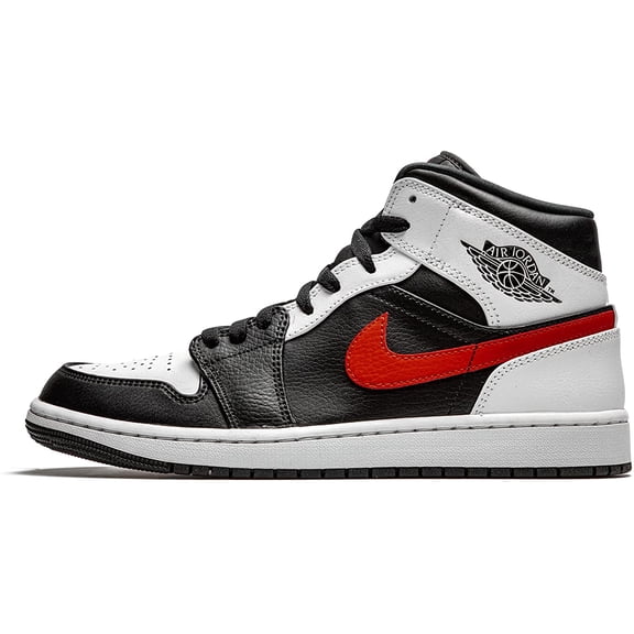 Air Jordan Retro 1 Mid Black/Chile Red/White Basketball Shoes Men 9.5
