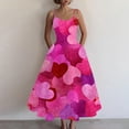 thumbnail image 4 of Valentines Day Sleeveless A-line Dress with Heart Print Casual Off-Shoulder Sleeveless Dress Hot Pink XL, 4 of 4