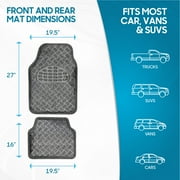BDK Universal Fit 4-Piece Set Metallic Design Car Floor Mat - Heavy Duty All Weather with Rubber Backing (Carbon), MT-642-CB