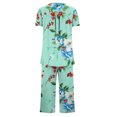 thumbnail image 4 of Nfurl Womens Petite Pajamas Set Vintage Floral Print Pj Sets 2 Piece Sleepwear Cozy Short Sleeve Shirt and Capri Pants Pajama Sets Loose Soft Night Suits, 4 of 5