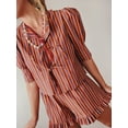 thumbnail image 5 of Yunliwuli Women’s Cute 2 Piece Outfits Puff Sleeve Tie-up Front Tops + Ruffle Shorts Set Streetwear, 5 of 10