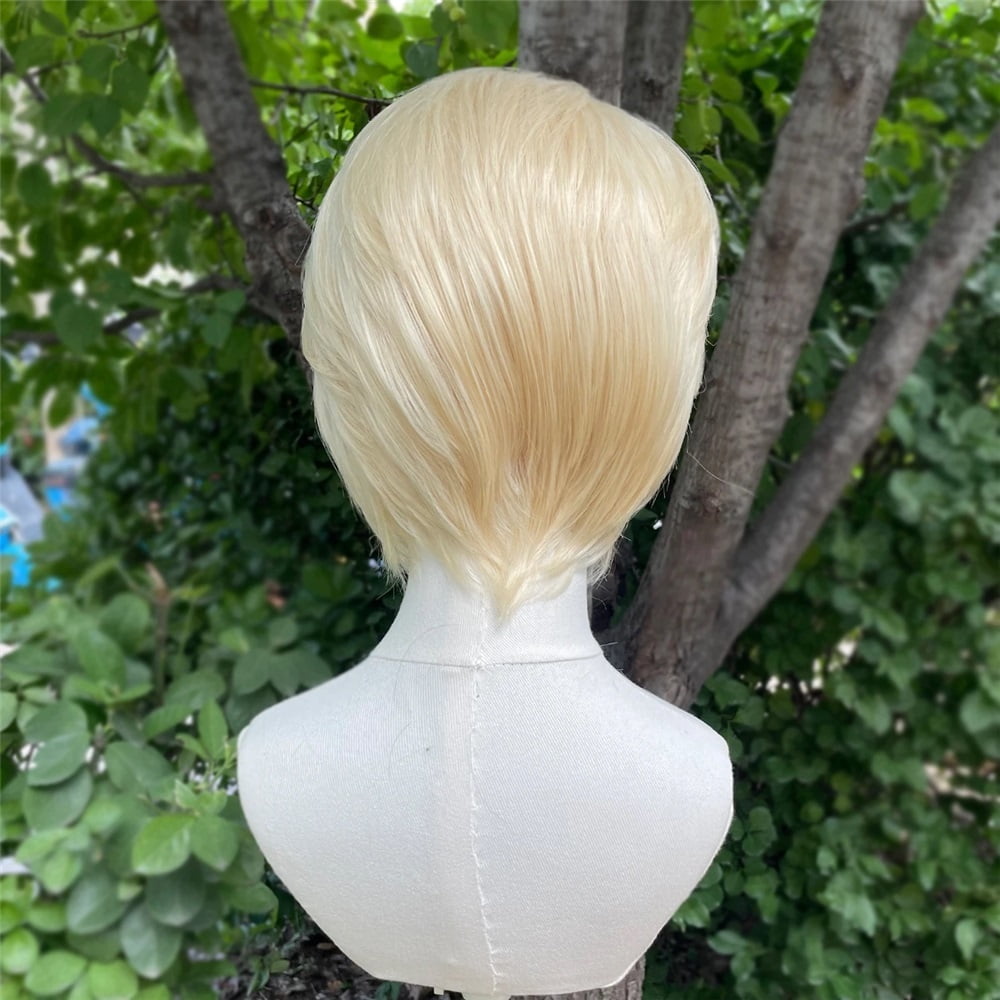 613 Blonde Short Bob Cut Synthetic Lace Front Wigs for Women Cosplay Wigs
