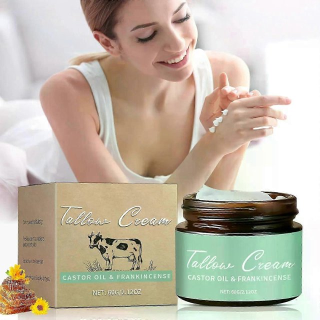 Grass-Fed Beef Tallow with Frankincense Oil and Castor Oil, Grass Fed Beef Tallow for Skin,Whipped Beef Tallow Frankincense Oil Castor Oil for Skin Fa