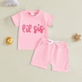 thumbnail image 2 of NOLDARES Toddler Baby Girl Summer Clothes 3 6 9 12 18 24 Months Cotton Outfits Short Sleeve Contrast T-Shirts Tops Shorts Sets(Red,6-12 Months), 2 of 4