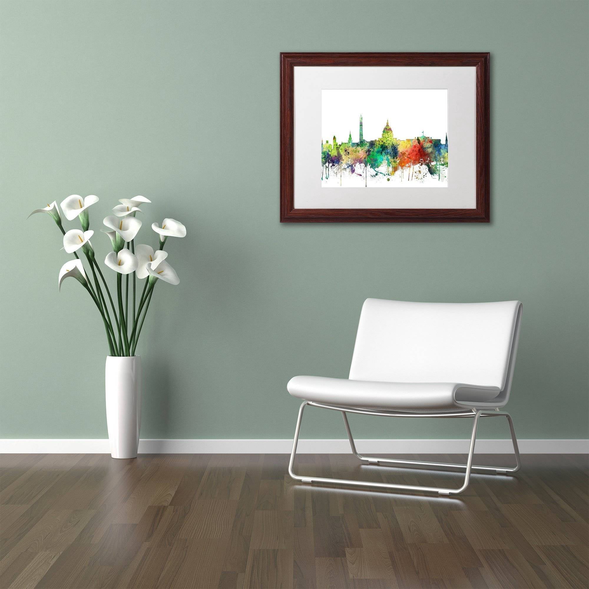 Trademark Fine Art "Washington DC Skyline SP" Canvas Art by Marlene Watson, White Matte, Wood Frame