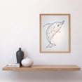 thumbnail image 2 of Dolphin Line Drawing Black and White Illustration Art Print Framed Poster Wall Decor 12x16 inch, 2 of 5
