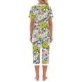 thumbnail image 4 of Weekease Printed Two Piece Pajama Sets for Women V Neck Short Sleeve Tops and Capri Casual Summer Sleepwear, 4 of 7