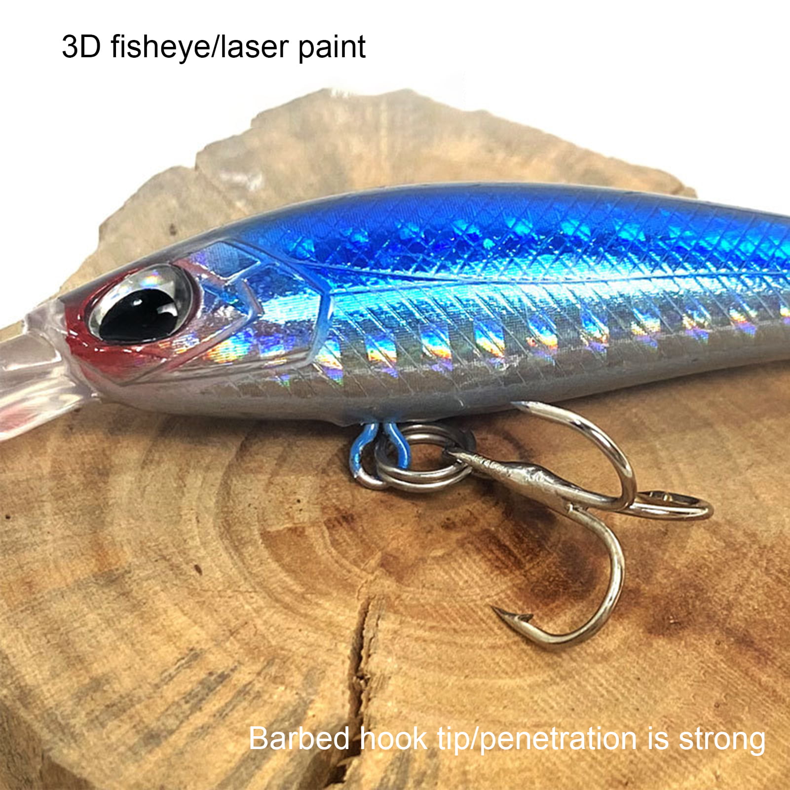 Yoone 6cm/6.2g Hard Bait 3D Fish Eyes with Sharp-Hook Long Tongue Realistic  Looking Corrosion Resistant Increase Fishing Rate ABS Freshwater Saltwater