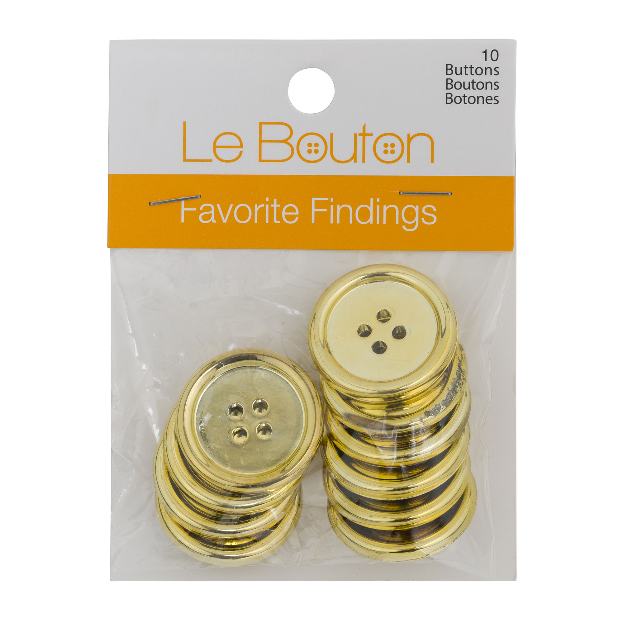 Favorite Findings Gold Red Buttons, 6 Piece