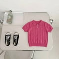 thumbnail image 5 of Girl Uniform Shirt Knit Collared Short Sleeve Fit Tops Summer Casual Solid School Tops for Girls, 5 of 7
