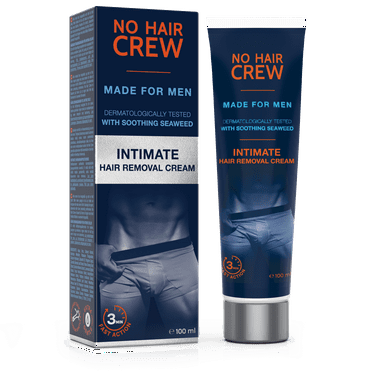 No Hair Crew Intimate/Private At Home Hair Removal Cream for Men - Painless, Flawless, Soothing Depilatory for Unwanted Coarse Male Body Hair, 100ml
