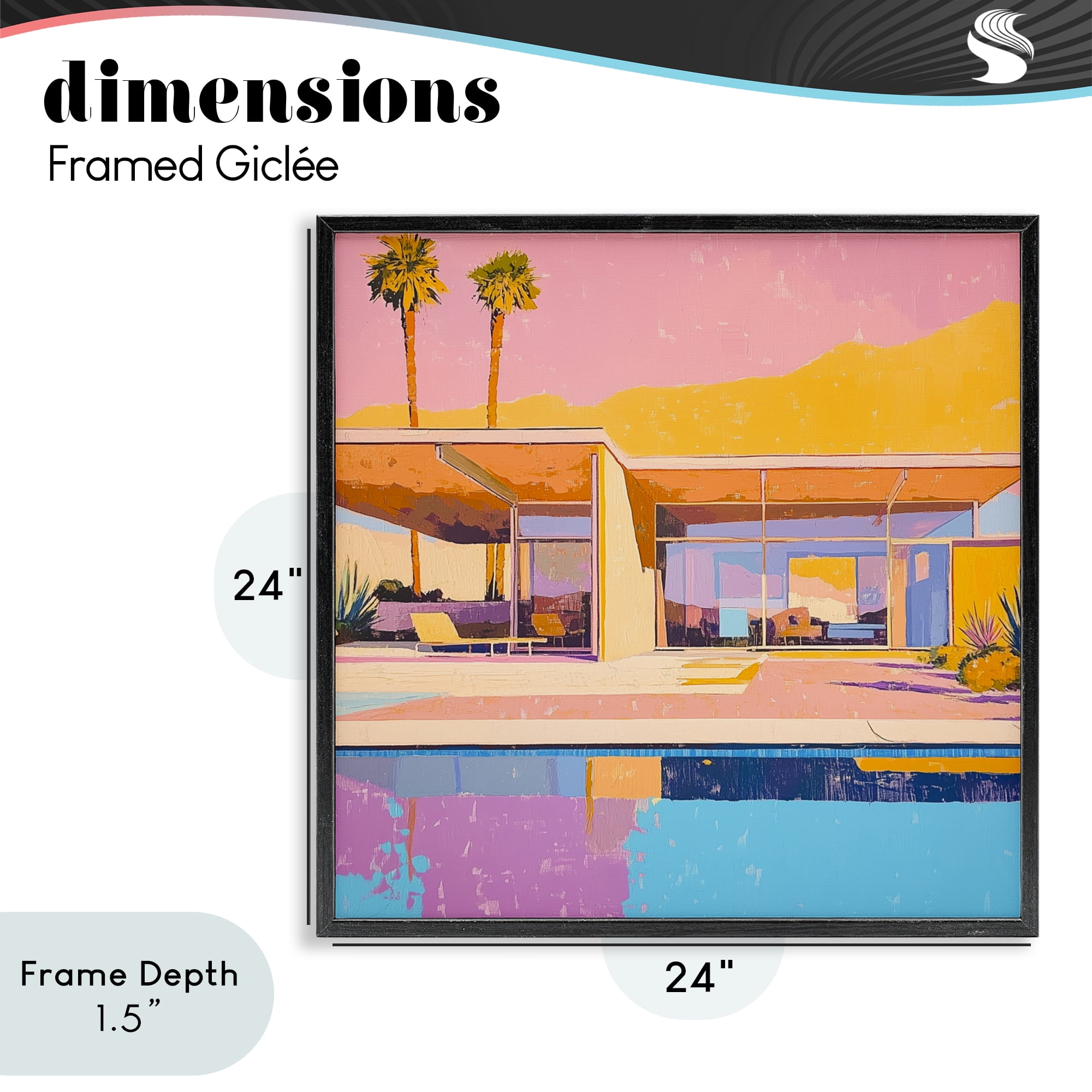 Stupell Industries Vivid Villa at Sunset Black Framed Giclee Art, design by Walker Noble
