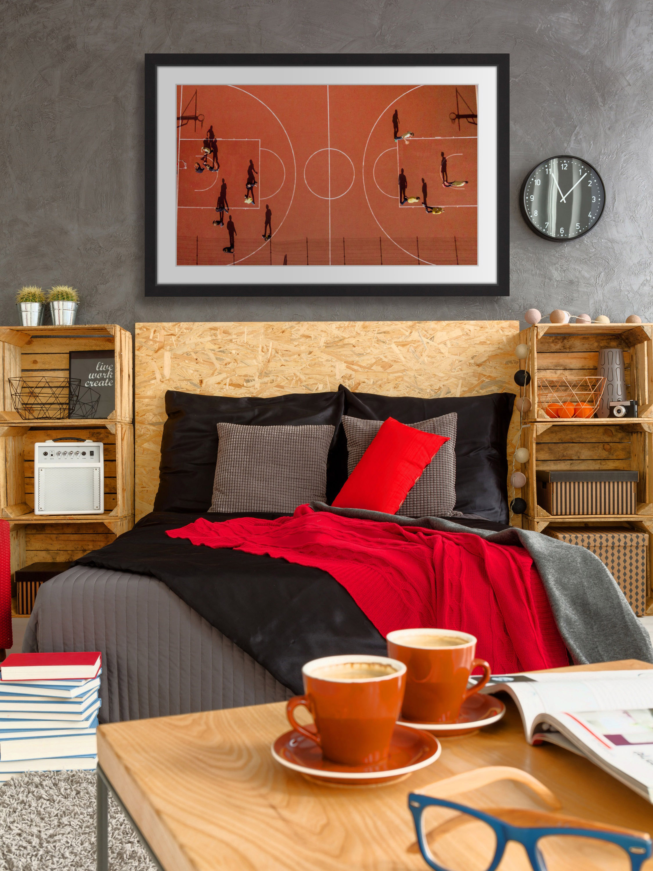 "Basketball Court" Framed Painting Print