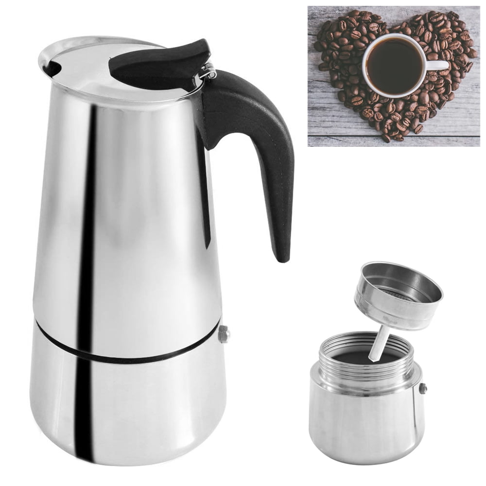 Moka Coffee Pot with Coffee Percolator Design Italian Coffee Maker Stainless Steel stovetop espresso maker Red 9 Cup Mixpresso Coffee Maker Stovetop Espresso Coffee Maker