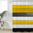 thumbnail image 5 of Yellow Black Shower Curtain, 48" x 72", Striped Gradient Wood Grain Modern Art Waterproof Bathroom Curtain Washable Shower Curtain Set with 12 Hooks, 5 of 6