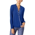 thumbnail image 2 of Blusa de punto con cordones Michael Kors para mujer azul XS, 2 of 2