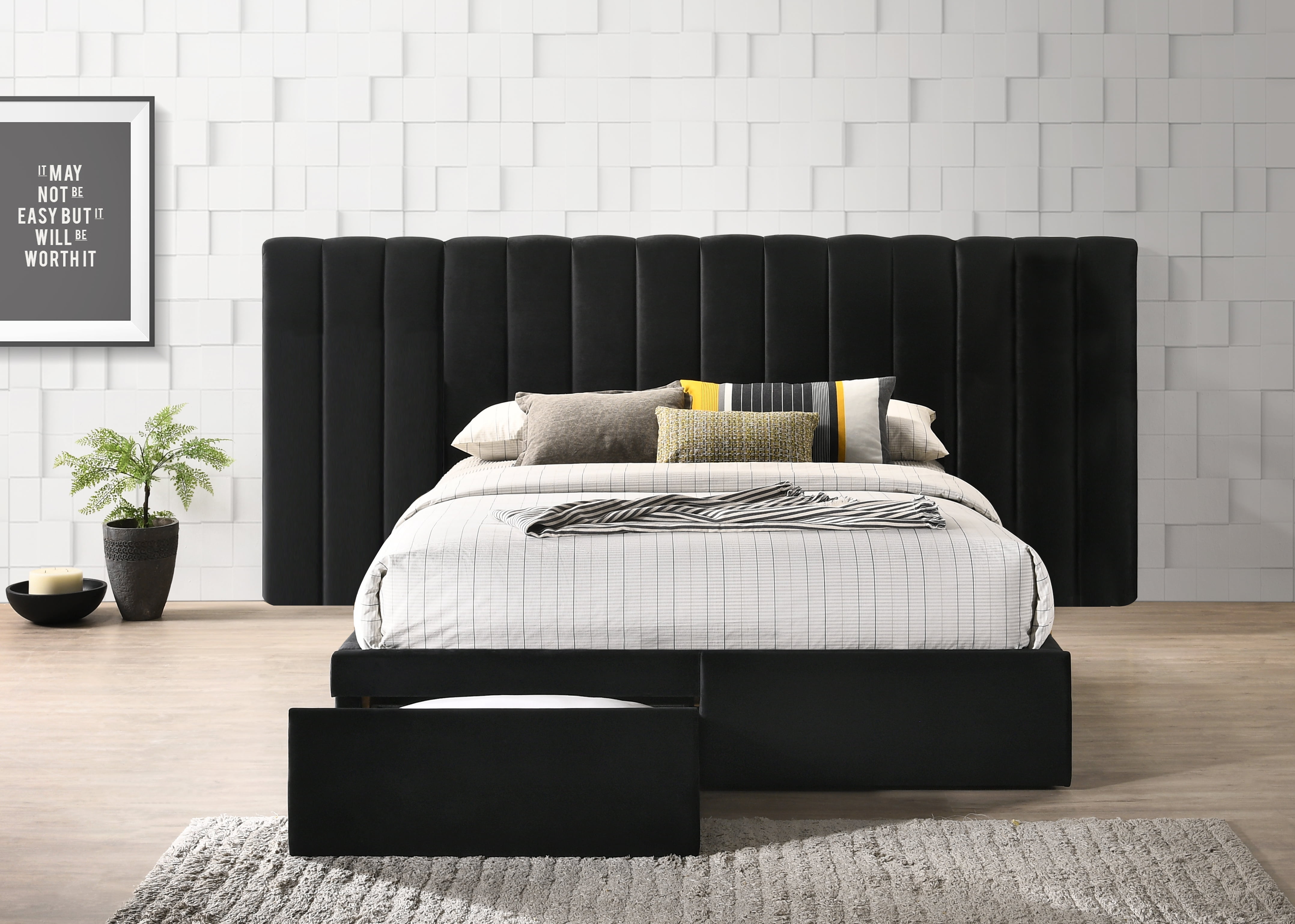 King Size Black Bed Frame with Simple Modern Design
