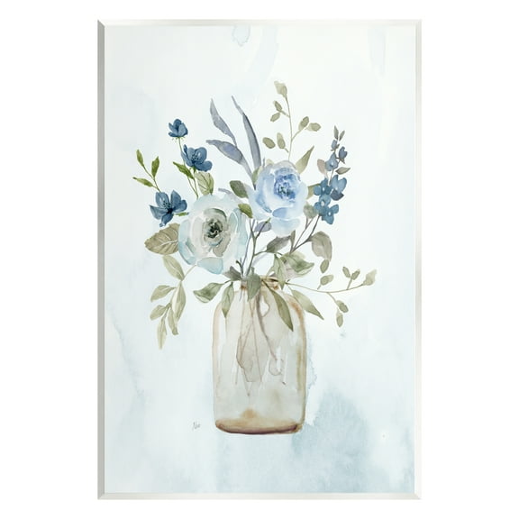 Stupell Industries Blue Bouquet in Jar Botanical & Floral Painting Unframed Art Print Wall Art, 10 x 15