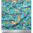 thumbnail image 1 of Soimoi Rayon Crepe Fabric Leaves,Floral & Cute Animals Cartoon Printed Fabric 1 Yard 46 Inch Wide, 1 of 1