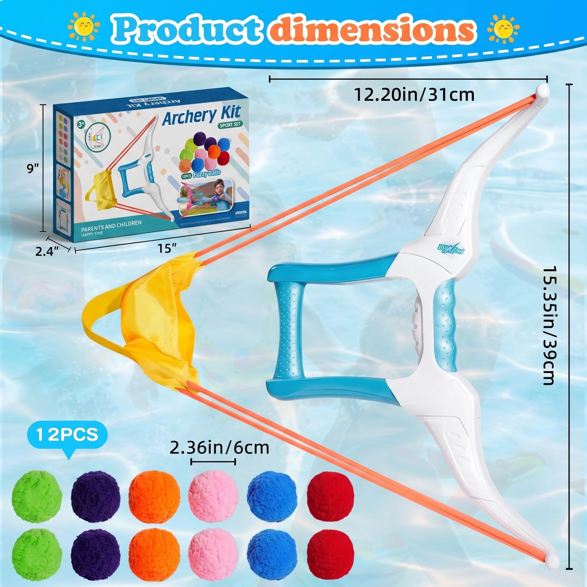 CQHVKQ Water Balloon Bow & Arrow Launcher, 12PCS Reusable Water Balloons with Water Archery Kit for Kids, Pool Beach Water Game Toys for Boys and Girls, Outdoor Summer Toys for Kids Ages 3-12, White