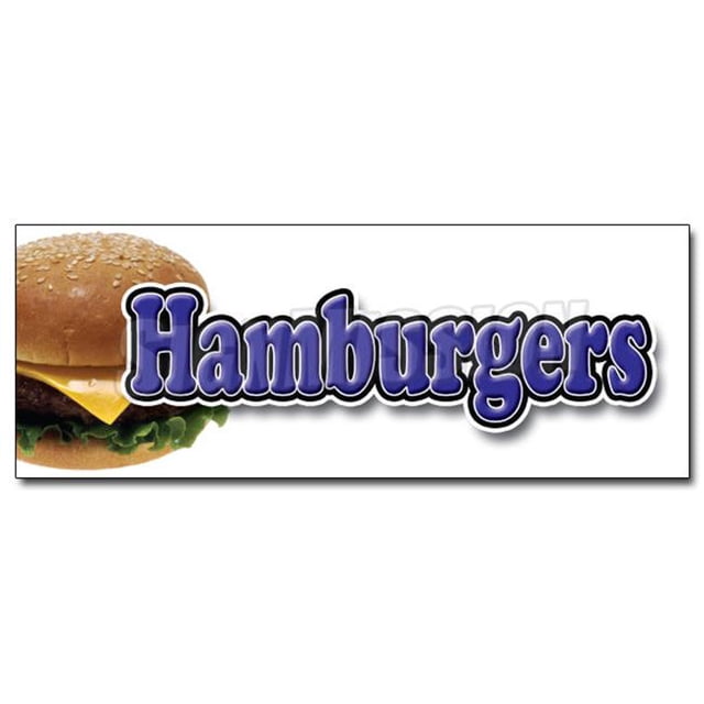 SignMission D-12 Hamburgers 12 in. Hamburger Decal Sticker - Cheeseburger Cart