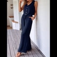 thumbnail image 4 of Conjunto de Dos Piezas para Mujer, 2025, Sin Mangas, con Botones, Informal, con Bolsillo y Pantalones Anchos. Azul L, 4 of 7