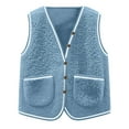 thumbnail image 4 of aohooy Womens Thermal Vest - Sherpa Sleeveless Faux Shearling Vests Plus Size Teddy Gilet with Pockets Blue,XL, 4 of 5