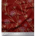 thumbnail image 1 of Soimoi Red Rayon Fabric Grass & Wildflower Floral Print Sewing Fabric Yard 56 Inch Wide, 1 of 1