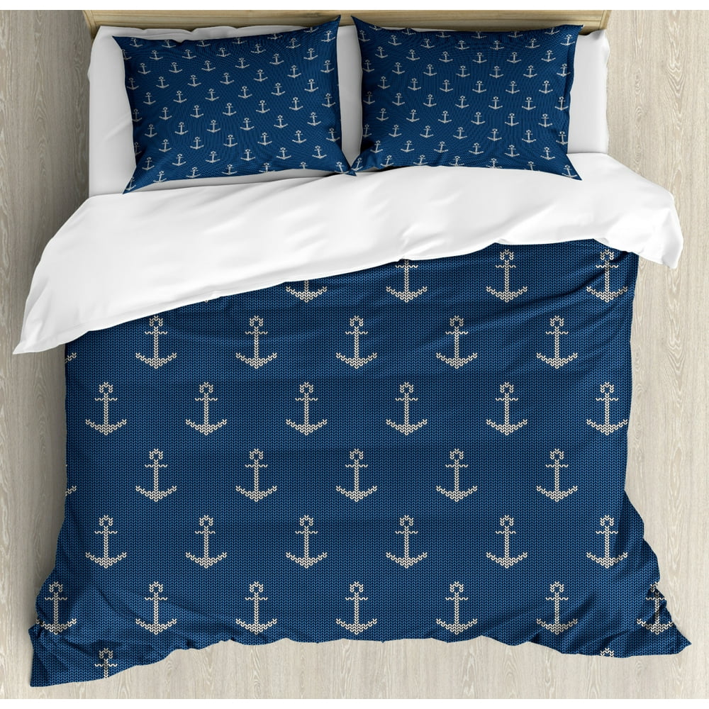 Anchor Duvet Cover Set, Nordic Knitwear Theme Retro Scandinavian Winter ...