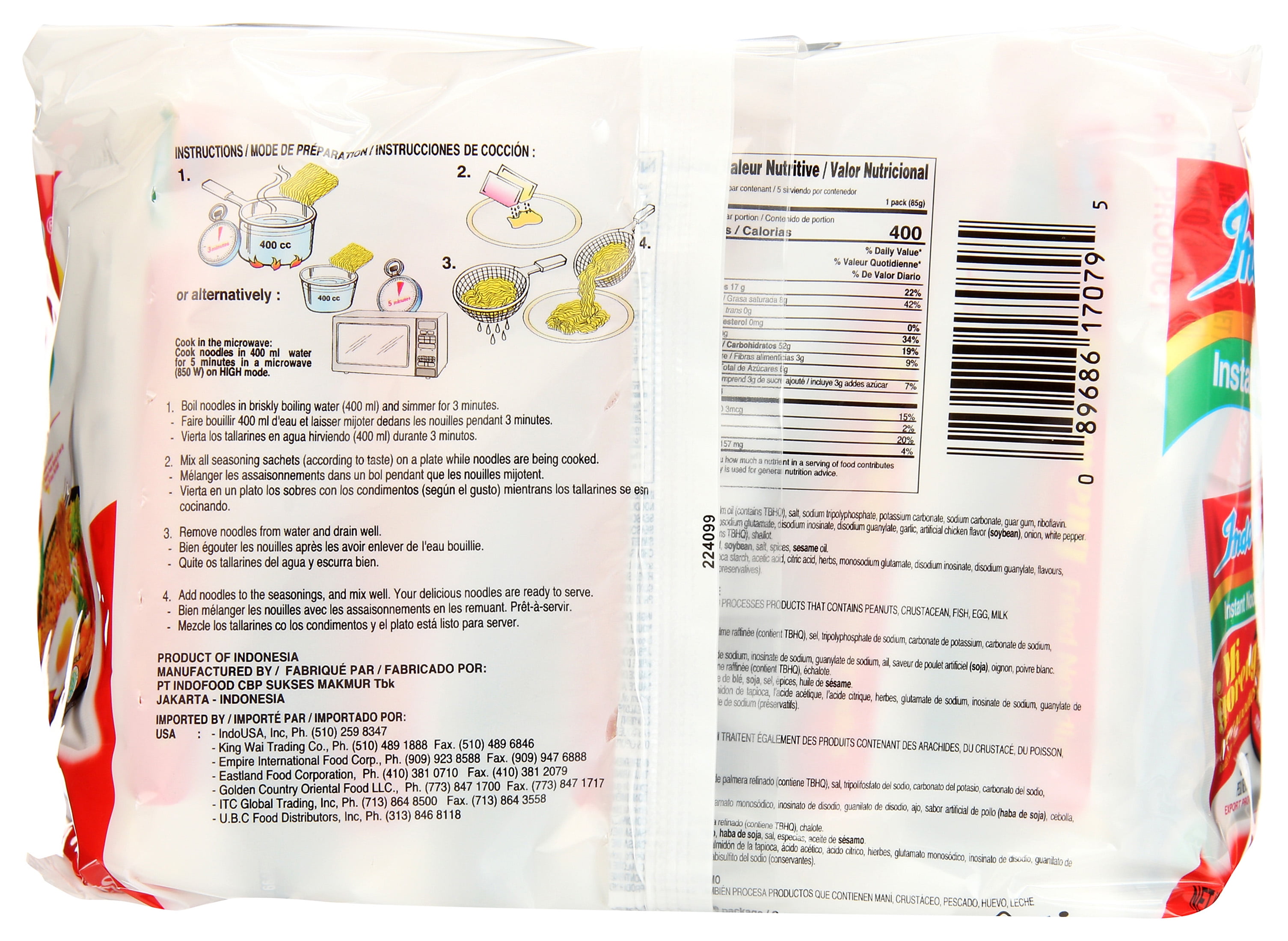 Indomie Halal-Certified, Original Flavor Mi Goreng Instant Stir Fry Noodles, 15 oz, 5 Pack Bag