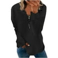 thumbnail image 2 of Babysbule Hoodless Sweatshirts for Women Fall And Winter Fashion Casual Zip Collar Long Sleeve Tops Sweatshirts, 2 of 6