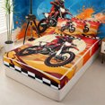 thumbnail image 2 of Meiyoeat Retro Desert Dirt Bike Zipper Twin Comforter Sets with Fitted Sheet and 2 Pillowcases for Teens, Geometric Checkered Zipper Bedding Set, Red Orange,4-Piece,Black Reversible, 2 of 6