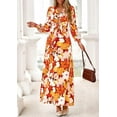 thumbnail image 4 of PRETTYGARDEN Women's Fall Boho Maxi Dress Floral Long Sleeve V Neck Flowy Belted Elegant Holiday Party Dresses, 4 of 10