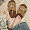 thumbnail image 6 of SYMSHOES Khaki Womens Rhinestone Fuzzy Platform Slippers - Open Toe Warm Curly Faux Faux Fur Slippers for Indoor & Outdoor Comfort,Size 36, 6 of 7