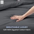 thumbnail image 4 of Kotton Culture 3 Pc California King Duvet Cover Set-100% Egyptian Cotton 600 TC Ultra Soft Premium Durable Comforter Cover Zipper Closure & Corner Ties- (Grey, 104" X 98"), 4 of 9