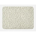 thumbnail image 1 of Floral Bath Mat, Illustration of Curling Branches with Striped Leaves Botanical Ornaments, Plush Bathroom Decor Mat with Non Slip Backing, 29.5" X 17.5", Eggshell Pale Sepia, by Ambesonne, 1 of 2