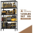 thumbnail image 5 of M MZG 5-Tier Black Heavy Duty Metal Wire Shelving Unit, 13.8"D x 35.4"W x 68.5"H, 1250 lbs Capacity for Garage Kitchen Bathroom, 5 of 7